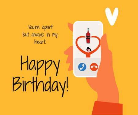Birthday Greeting on Phone during Quarantine Facebook Design Template
