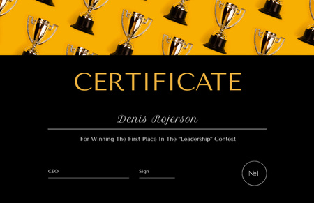 Leadership Contest Award with Trophies Certificate 5.5x8.5in Design Template