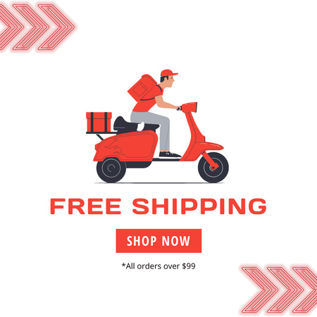 Free Shipping Offer with Courier  Instagram Design Template