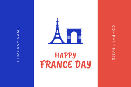 French National Day Celebration Announcement Postcard 4x6in Design Template