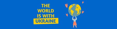 Modèle de visuel World is with Ukraine - LinkedIn Cover