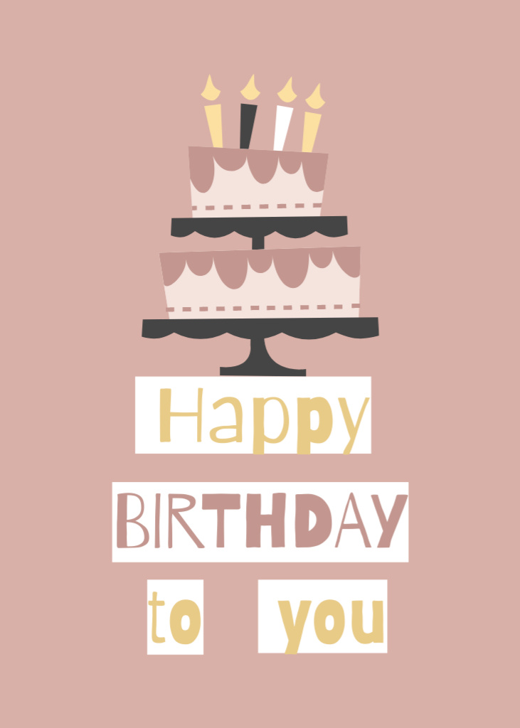 Plantilla de diseño de Awesome Birthday Greeting And Festive Cake With Candles Postcard 5x7in Vertical 