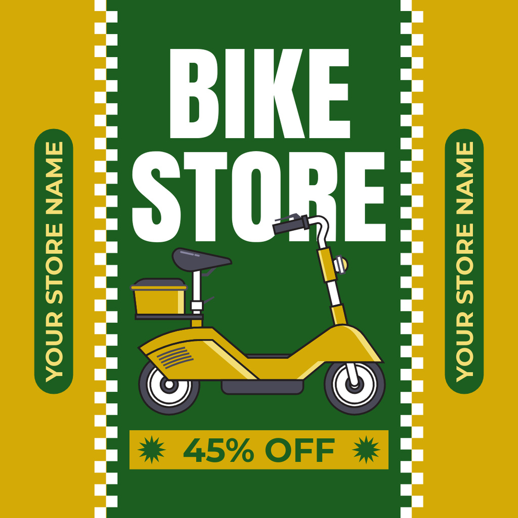 Ontwerpsjabloon van Instagram van Discount in Bike Store on Green
