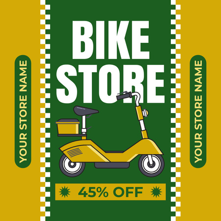 緑の自転車店での割引 Instagramデザインテンプレート