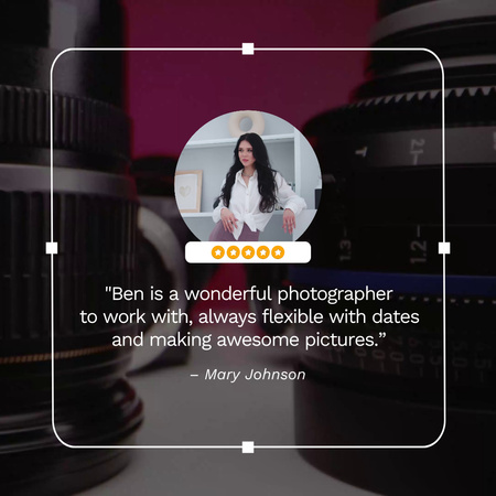 Platilla de diseño Awesome Customer Review About Photographer Services Animated Post