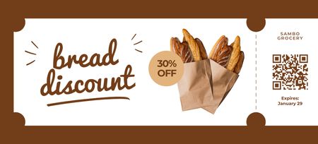 Bread Discount For Fresh Baguettes In Paper Bags Coupon 3.75x8.25in Design Template