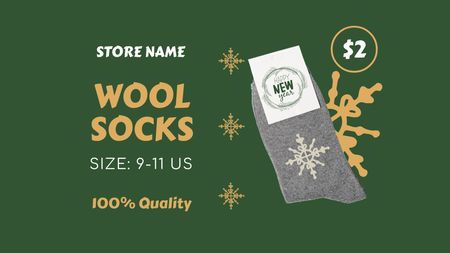 New Year Sale of Wool Socks Label 3.5x2in Design Template