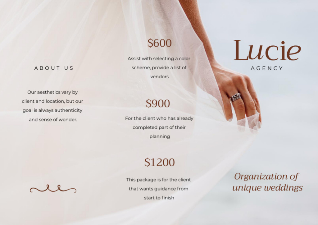 Plantilla de diseño de Wedding Dresses Ad with Tender Marvelous Bride Brochure Din Large Z-fold 