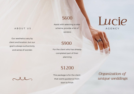 Wedding Dresses Ad with Tender Beautiful Bride Brochure Din Large Z-fold Design Template