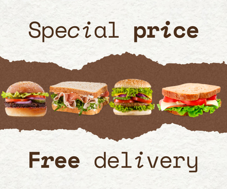 Tasty Burger and Sandwich Offer Medium Rectangle Design Template