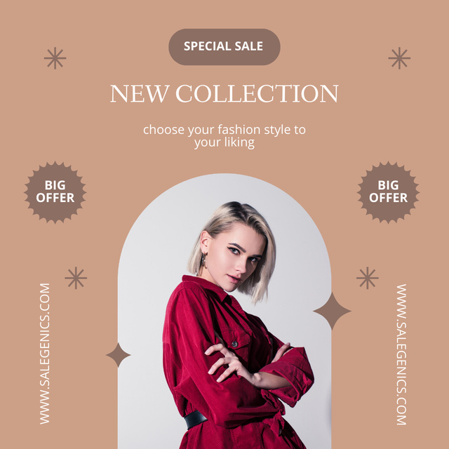 Female Fashion Clothes Ad New Collection Instagram Design Template