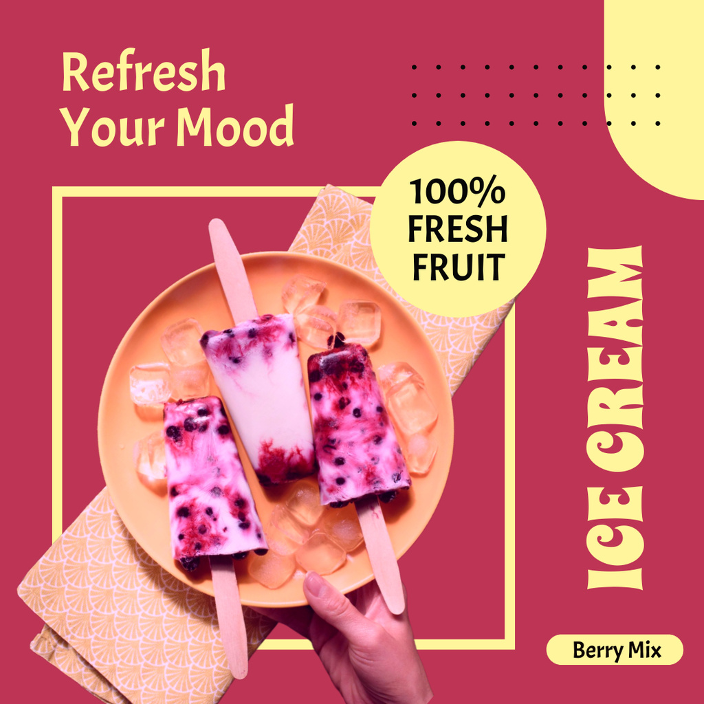 Ontwerpsjabloon van Instagram van Offer of Fruit Ice Cream