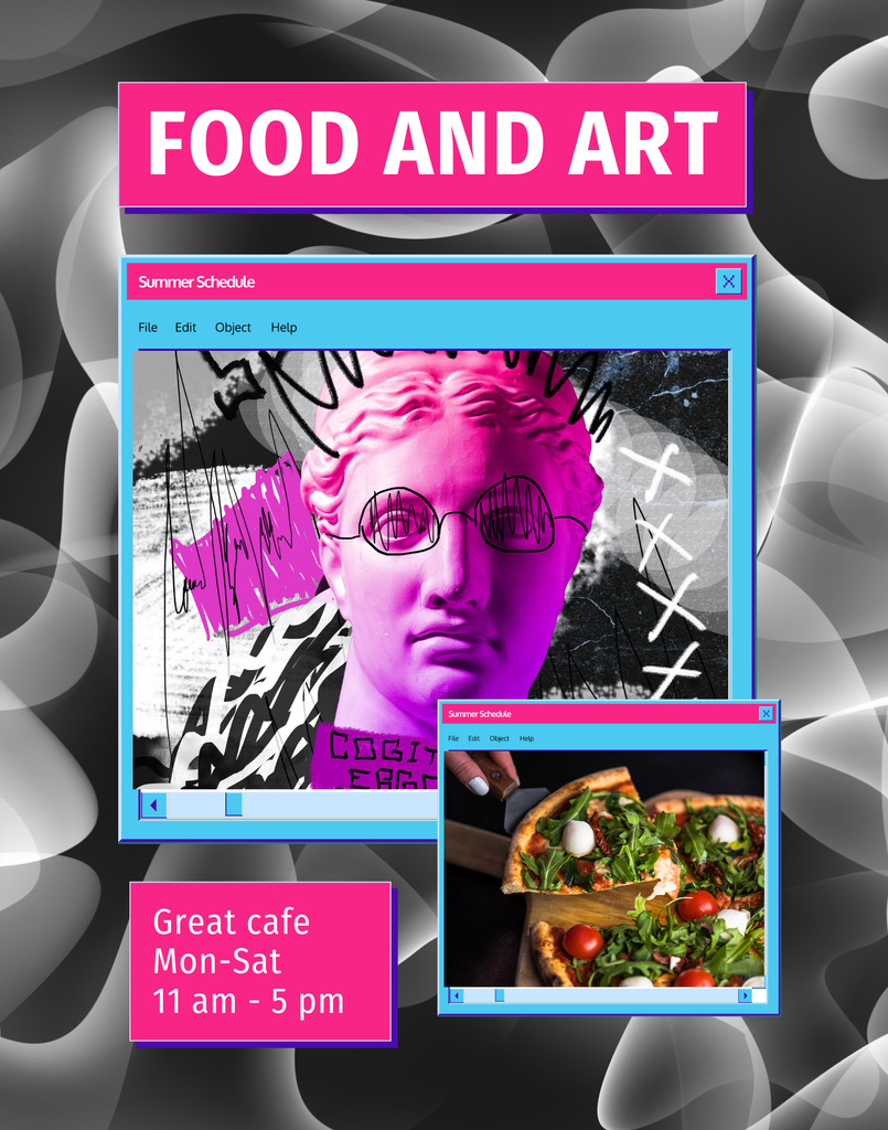 Psychedelic Postmodern Ad of Art Cafe Poster 22x28in Modelo de Design
