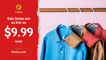 Clothes Sale Shirts on Hangers FB event cover Design Template