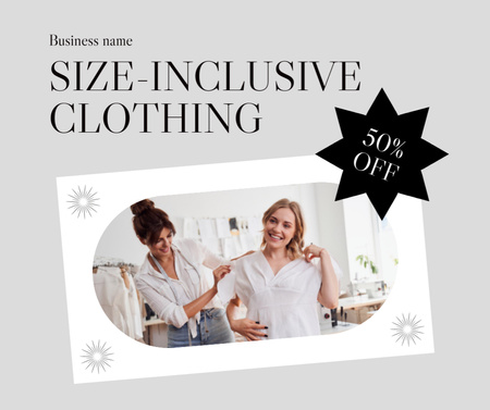 Designvorlage Discount Offer on Size-Inclusive Clothing für Facebook