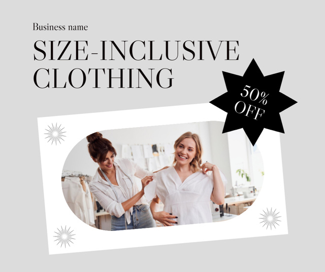 Discount Offer on Size-Inclusive Clothing Facebook Modelo de Design