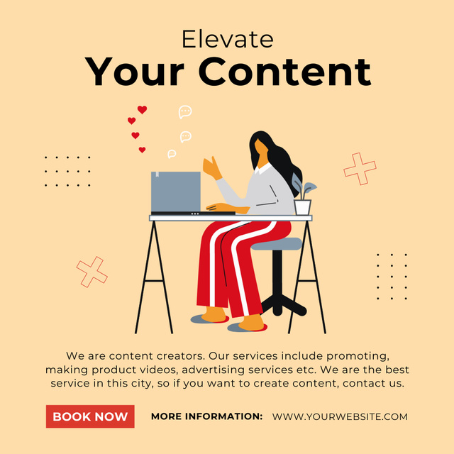 Modèle de visuel Affordable Content Writing And Editing Service With Booking - Instagram AD