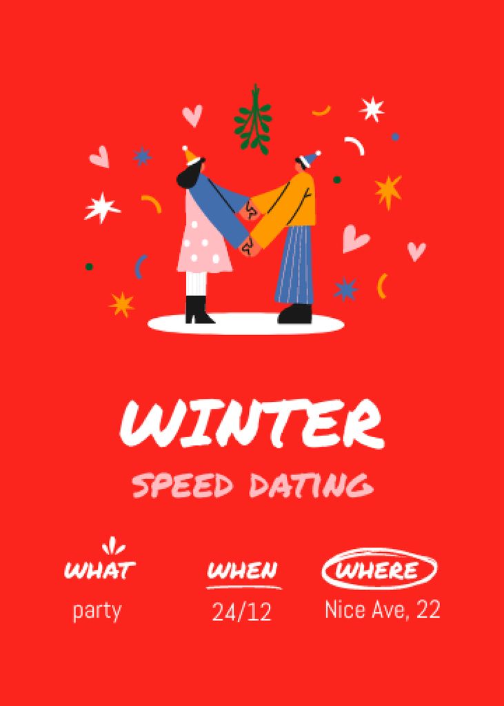 Cute Couple on Winter Date Invitation Design Template