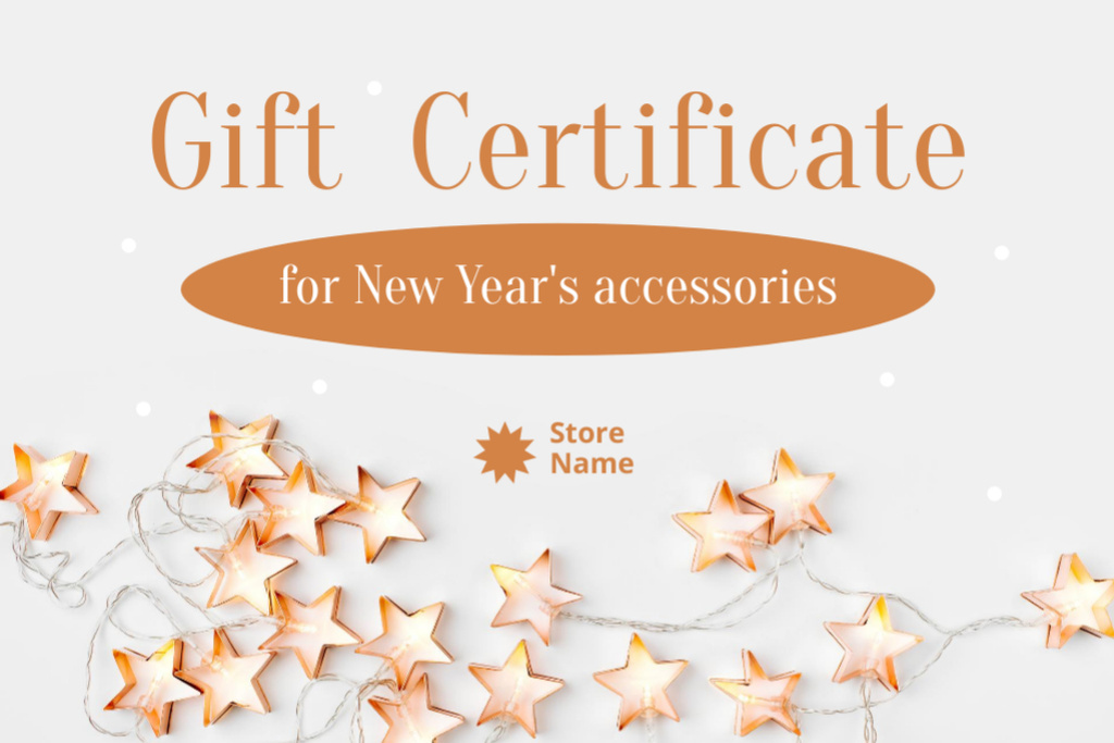 New Year Accessories Sale Offer with Festive Garland Gift Certificate Πρότυπο σχεδίασης