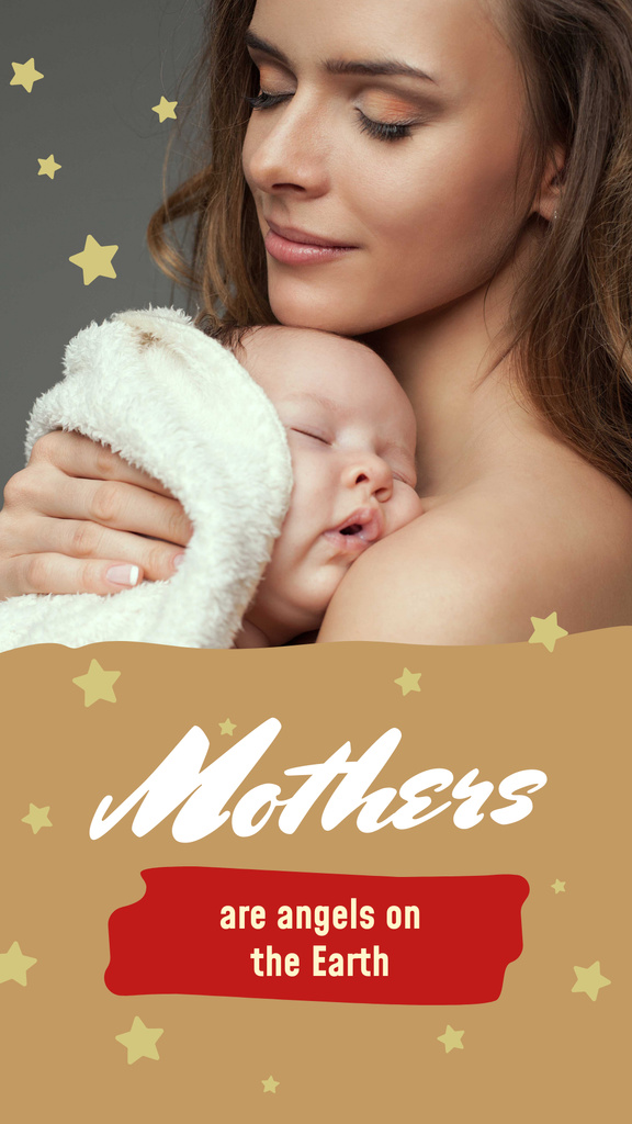 Happy mother with her baby on Mother's Day Instagram Story Design Template
