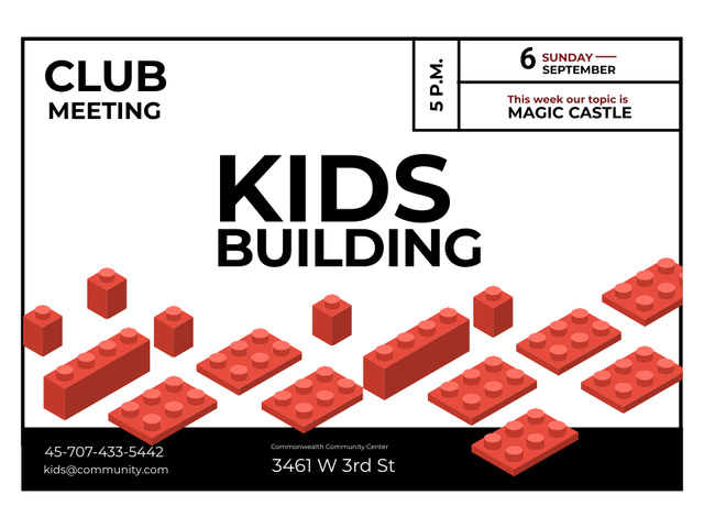 Lovely Building Club Event In September Announcement Poster 18x24in Horizontal Design Template