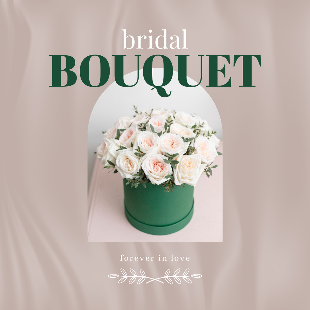 Bridal Bouquet of Tender white Roses Instagram Design Template