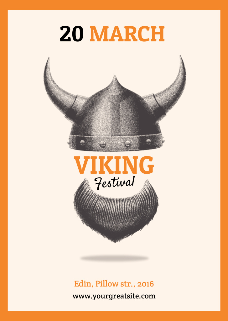 Modèle de visuel Viking Festival Announcement on Orange - Flyer A6