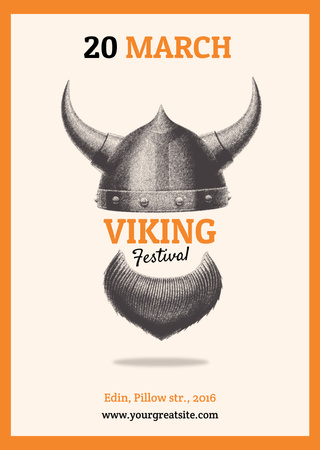 Designvorlage Ankündigung des Wikinger-Festivals auf Orange für Flyer A6