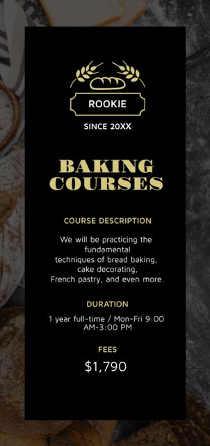 Baking Courses Ad with Fresh Loaf of Bread Flyer DIN Large – шаблон для дизайна