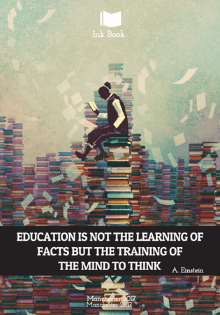 Education quote with man in library Poster 28x40in Design Template