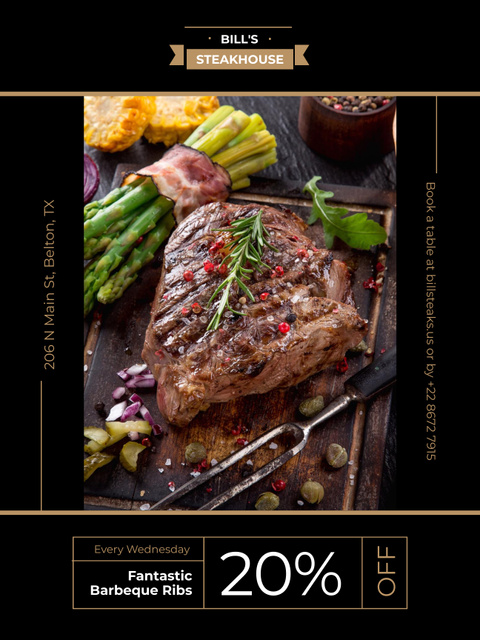 Steak House Advertisement Poster US – шаблон для дизайна