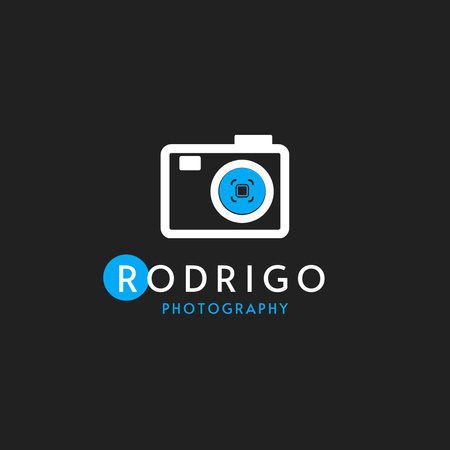 Photography Service Emblem with Camera Pictogram Logo Design Template