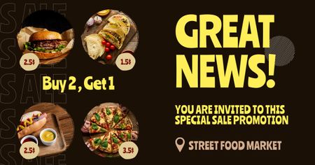 Modèle de visuel Offer of Various Street Food - Facebook AD