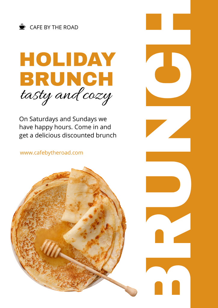 Holiday Brunch Invitation with Pancakes Poster A3 – шаблон для дизайна