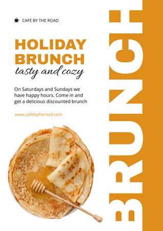 Holiday Brunch Invitation with Pancakes Poster A3 Design Template