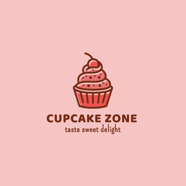 Bakery Ad with Cute Cupcake Character Logo Design Template