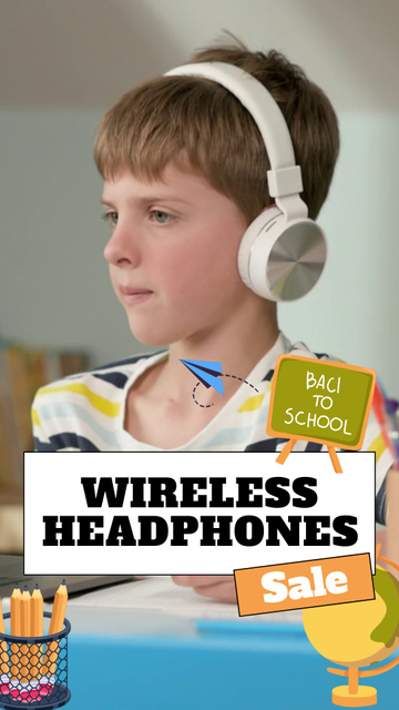 Wireless Headphones For Kids Sale Offer TikTok Video Design Template