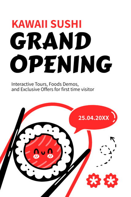 Plantilla de diseño de Promo for Grand Opening of Sushi Cafe Tumblr 