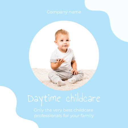 Daytime Babysitting Service Ad with Curious Child Instagram Design Template