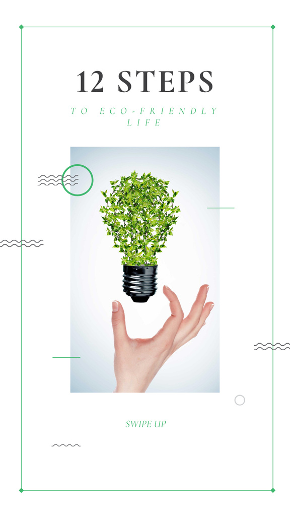 Eco Light Bulb with Leaves Instagram Story Design Template