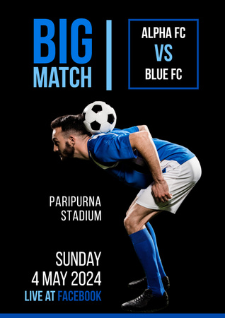 Soccer Match Announcement with Player Poster Design Template
