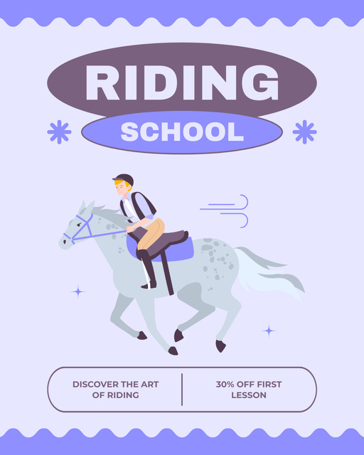 Reputable Equestrian Riding School With Discounts Instagram Post Vertical Tasarım Şablonu
