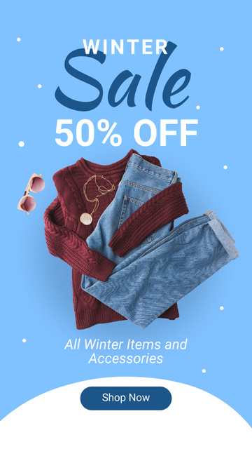 Template di design Winter Items and Accessories Sale Instagram Video Story