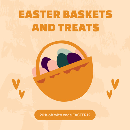 Easter Holiday Treats and Baskets Special Offer Animated Post Design Template