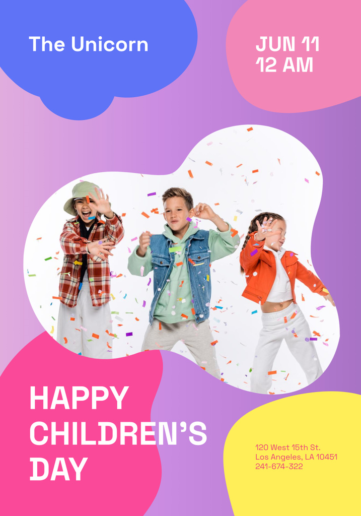 Children's Day Ad with Happy Children Poster 28x40in Design Template