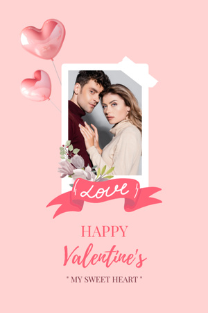 Cute Couple of Lovers Postcard 4x6in Vertical Design Template