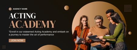Студенты актерской академии на занятиях Facebook cover – шаблон для дизайна
