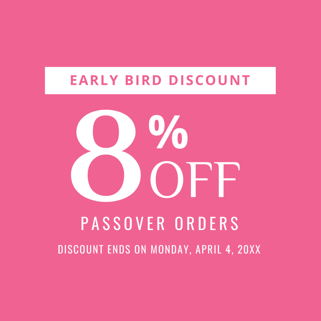Passover Earlybird Discount Offer Instagram Tasarım Şablonu