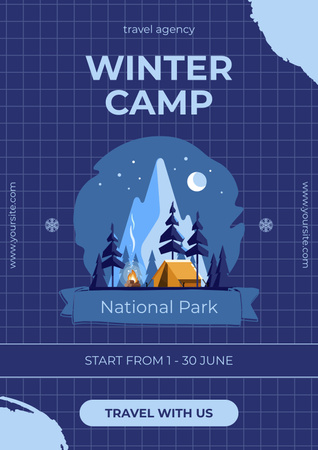Winter Camp in National Park Poster Design Template