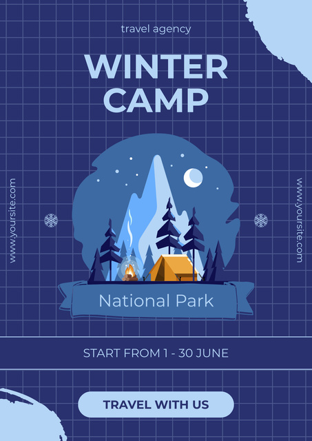 Winter Camp in National Park Poster – шаблон для дизайна